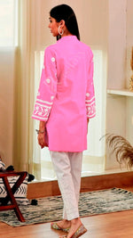 Divine Pink Color Rayon Fabric Designer Kurti