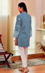 Divine Grey Color Rayon Fabric Designer Kurti