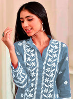Divine Grey Color Rayon Fabric Designer Kurti