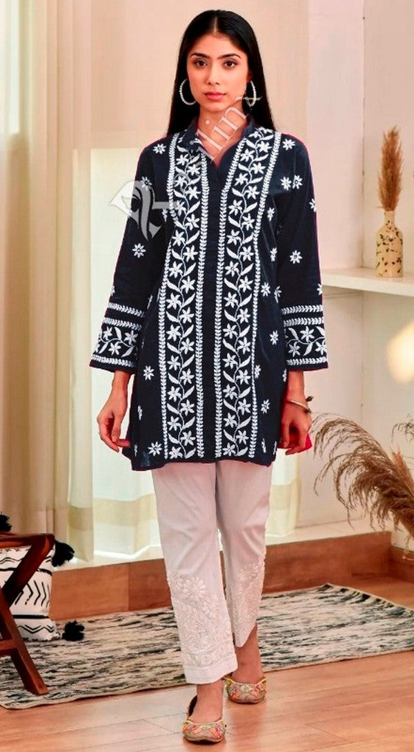 Divine Black Color Rayon Fabric Designer Kurti