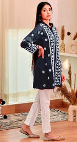 Divine Black Color Rayon Fabric Designer Kurti