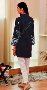 Divine Black Color Rayon Fabric Designer Kurti