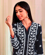 Divine Black Color Rayon Fabric Designer Kurti