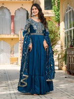 Amazing Teal Color Vichitra Fabric Gown