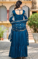 Amazing Teal Color Vichitra Fabric Gown