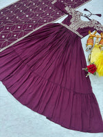Amazing Wine Color Vichitra Fabric Gown