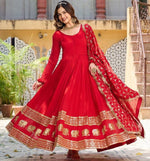 Amazing Red Color Vichitra Fabric Gown