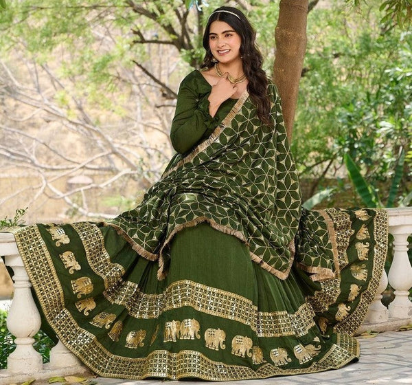 Amazing Green Color Vichitra Fabric Gown