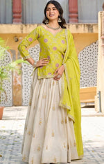 Lovely Cream Color Silk Fabric Party Wear Lehenga