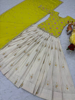 Lovely Cream Color Silk Fabric Party Wear Lehenga
