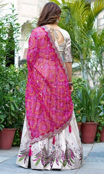 Lovely Cream Color Silk Fabric Party Wear Lehenga