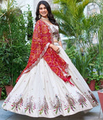 Lovely Cream Color Silk Fabric Party Wear Lehenga