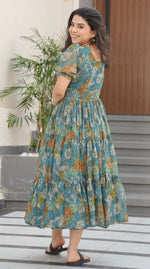 Striking Blue Color Georgette Fabric Gown