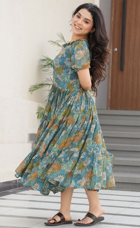 Striking Blue Color Georgette Fabric Gown