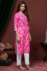 Amazing Pink Color Cotton Fabric Kurti