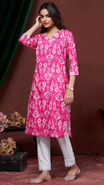 Amazing Pink Color Cotton Fabric Kurti