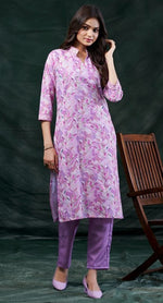 Amazing Purple Color Cotton Fabric Kurti