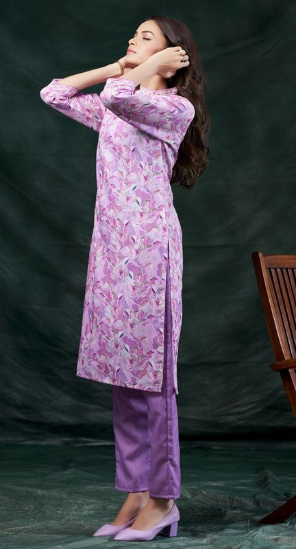 Amazing Purple Color Cotton Fabric Kurti