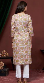 Amazing Green Color Cotton Fabric Kurti