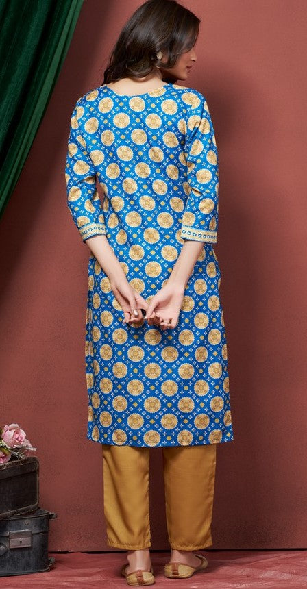 Amazing Blue Color Cotton Fabric Kurti