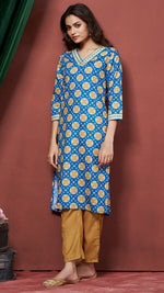 Amazing Blue Color Cotton Fabric Kurti