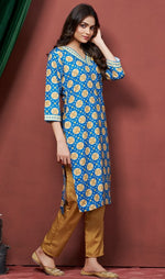 Amazing Blue Color Cotton Fabric Kurti