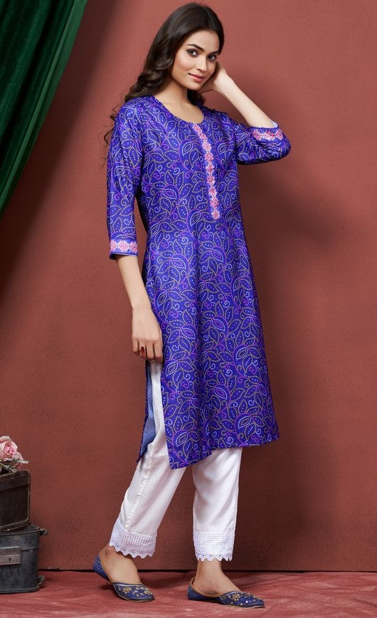 Amazing Blue Color Cotton Fabric Kurti