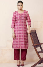 Amazing Pink Color Cotton Fabric Kurti