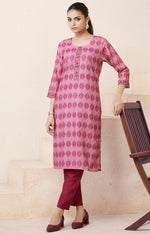 Amazing Pink Color Cotton Fabric Kurti