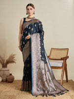 Beauteous Black Color Silk Fabric Partywear Saree