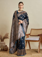 Beauteous Black Color Silk Fabric Partywear Saree