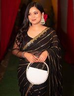 Elegant Black Color Georgette Fabric Partywear Saree