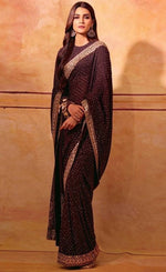 Elegant Voilet Color Georgette Fabric Partywear Saree