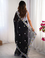 Amazing Black Color Silk Fabric Partywear Saree