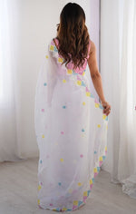 Amazing White Color Silk Fabric Partywear Saree