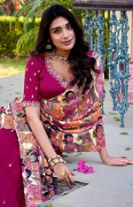 Striking Pink Color Vichitra Fabric Party Wear Lehenga