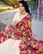 Striking Cream Color Vichitra Fabric Party Wear Lehenga