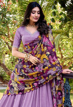 Striking Purple Color Vichitra Fabric Party Wear Lehenga