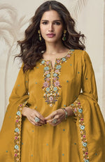 Divine Mustard Color Shimmer Fabric Designer Suit