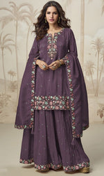 Divine Purple Color Shimmer Fabric Designer Suit