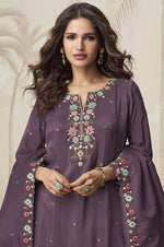 Divine Purple Color Shimmer Fabric Designer Suit