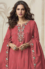 Divine Red Color Shimmer Fabric Designer Suit