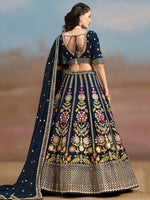 Amazing Navy Blue Color Georgette Fabric Party Wear Lehenga