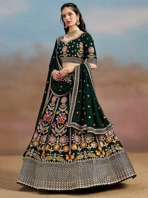 Amazing Green Color Georgette Fabric Party Wear Lehenga