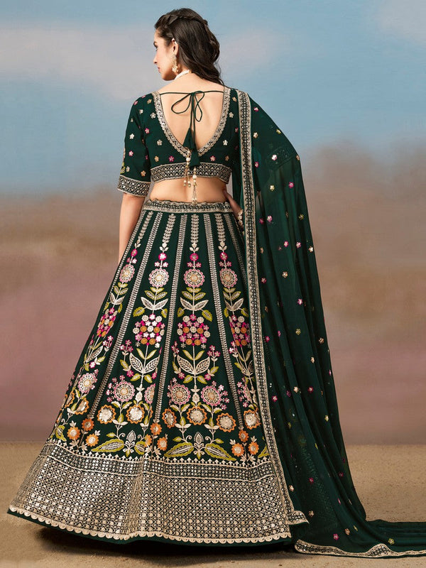 Amazing Green Color Georgette Fabric Party Wear Lehenga