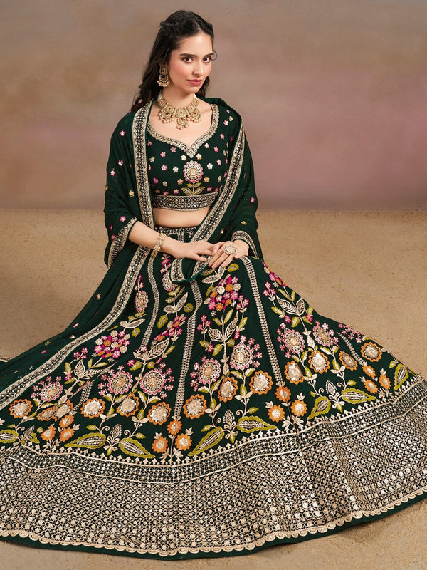 Amazing Green Color Georgette Fabric Party Wear Lehenga