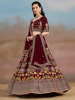 Amazing Maroon Color Georgette Fabric Party Wear Lehenga