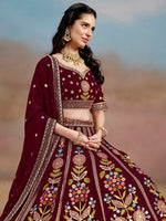 Amazing Maroon Color Georgette Fabric Party Wear Lehenga
