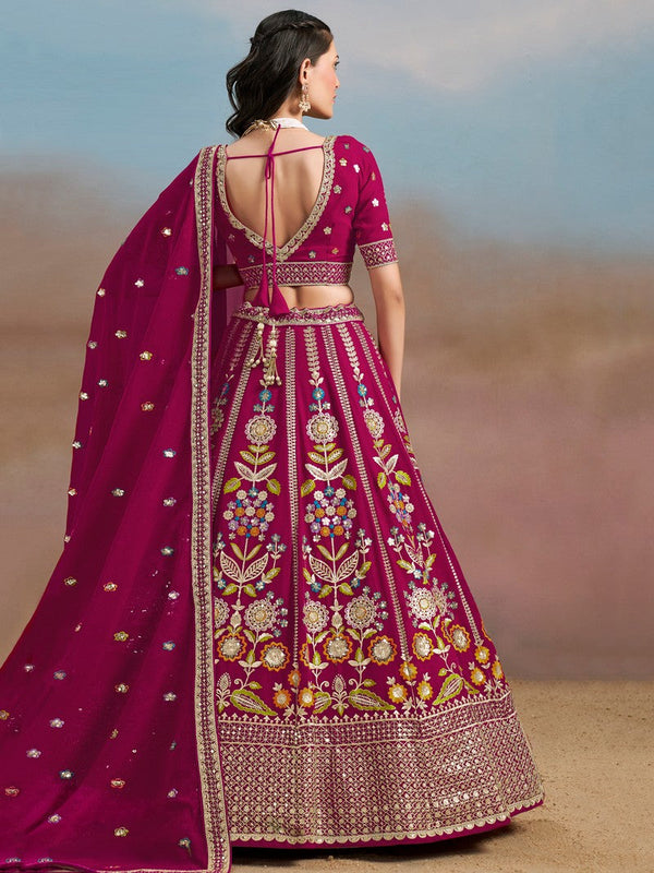 Amazing Magenta Color Georgette Fabric Party Wear Lehenga