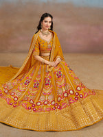 Amazing Yellow Color Georgette Fabric Party Wear Lehenga